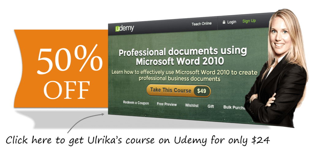 50 percent off Udemy Word course