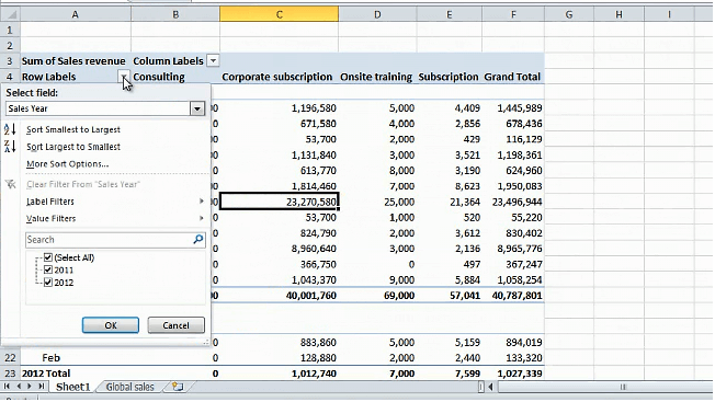 How to filter and sort a PivotTable