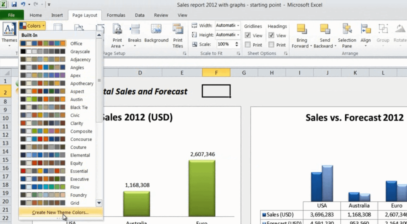 How to change chart colors in Excel 2010