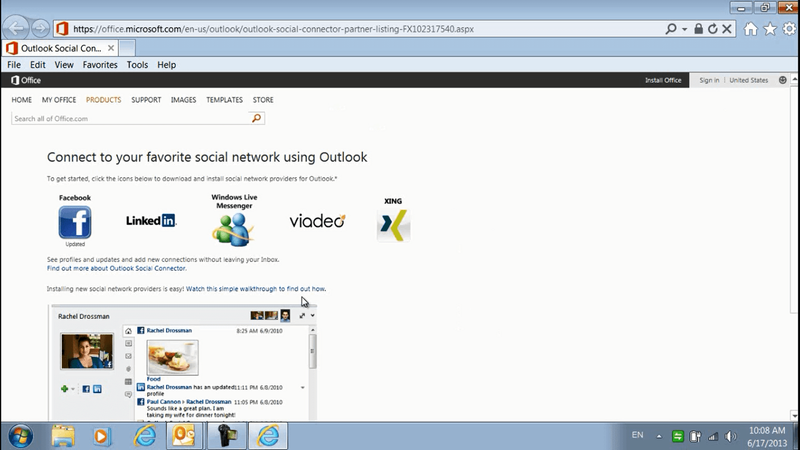 How to connect social networks to Microsoft Outlook 2010 03