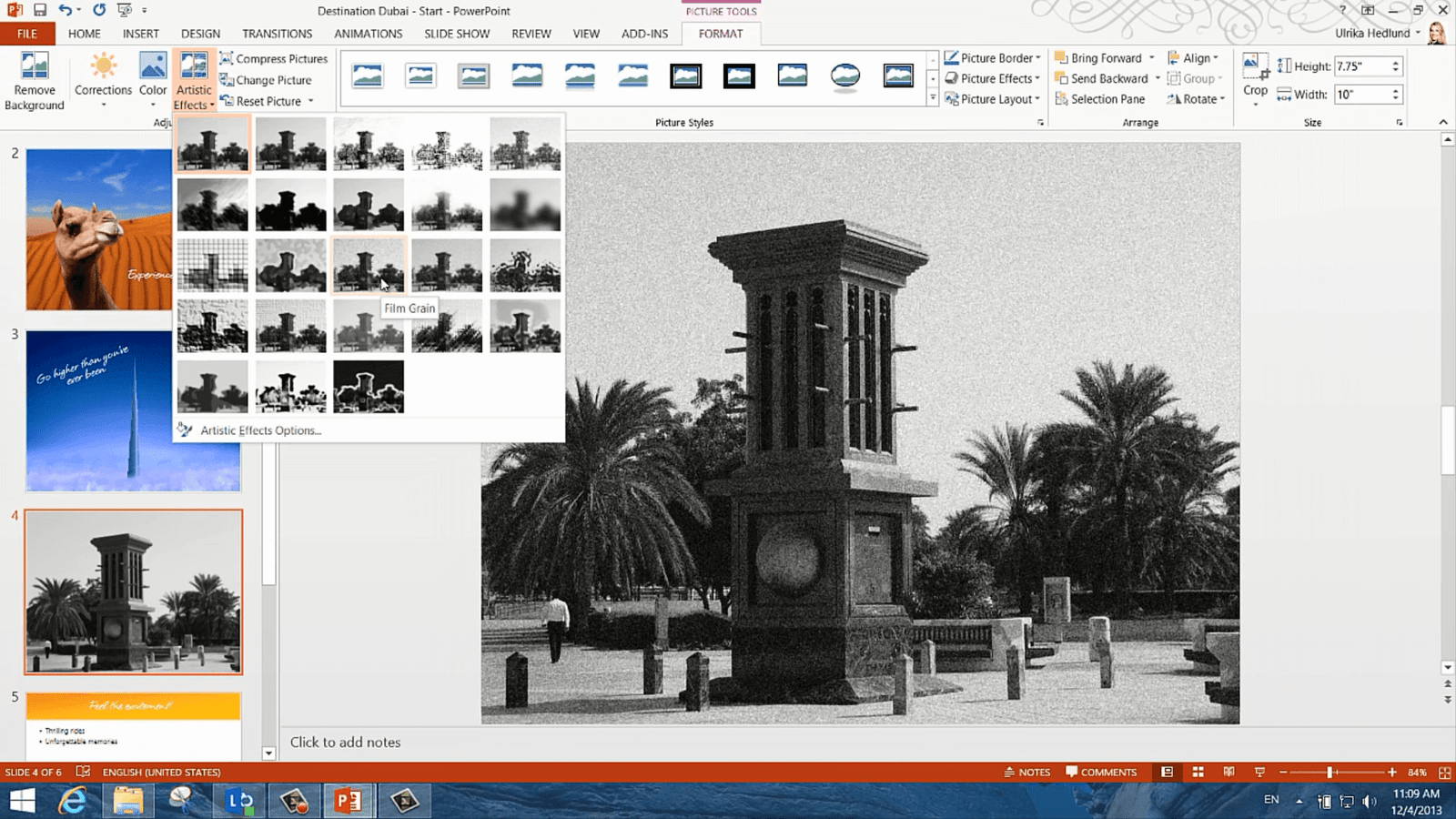 How to make a picture look old in PowerPoint 2013