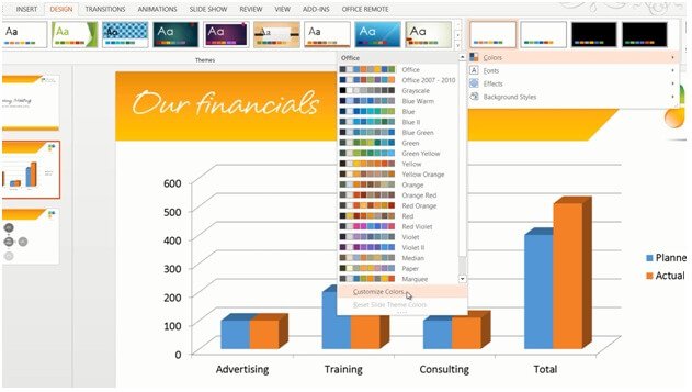 How to change theme colors in PowerPoint 2013