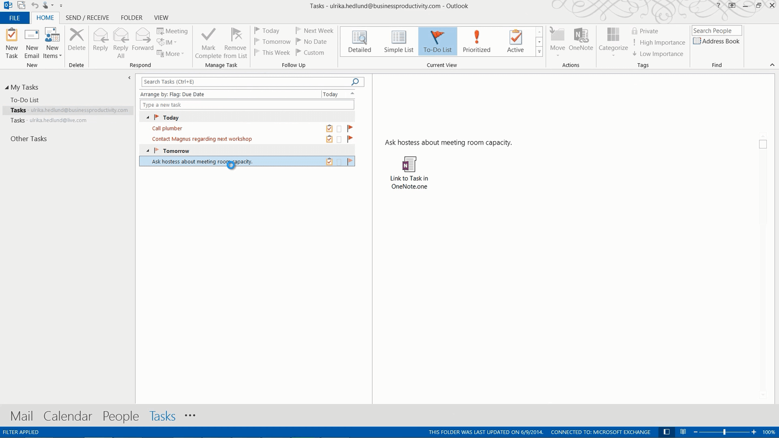 How to create an Outlook task
