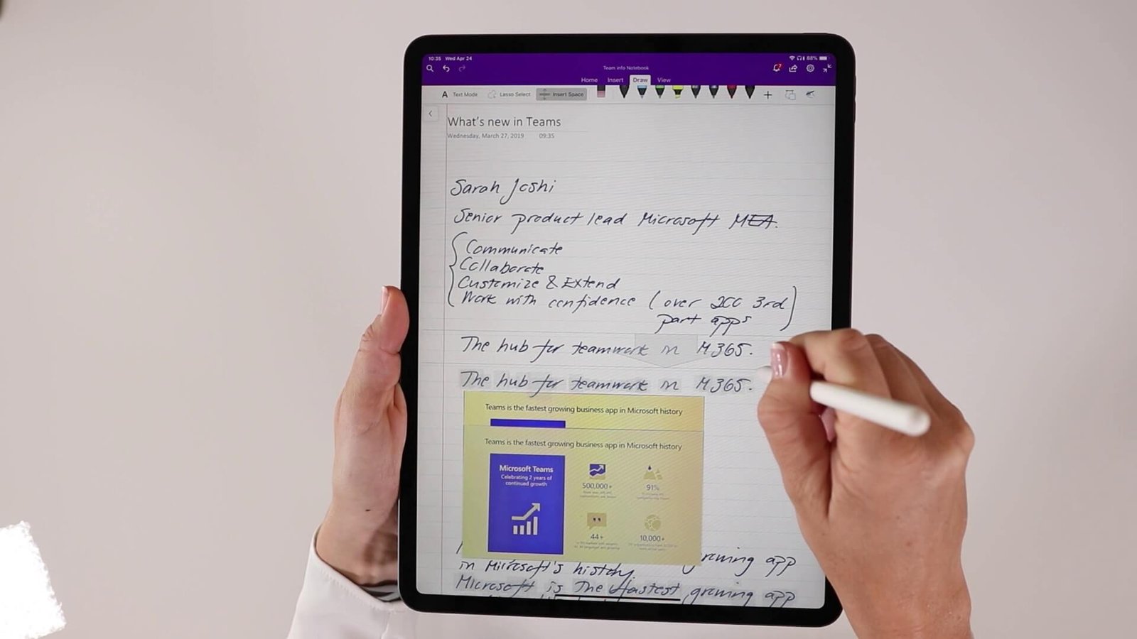 ipad onenote ink to text